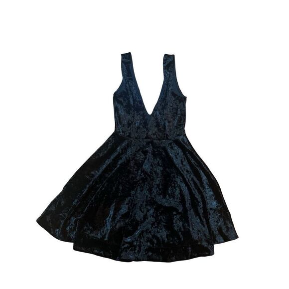 Lulus This Night Black Velvet Backless Skater Dress Sz S - Picture 5 of 12